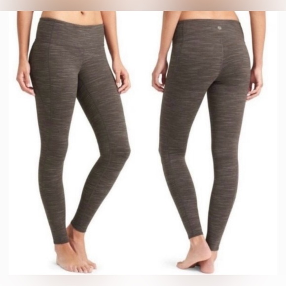 Athleta Pants - Athleta Striated Revelation Tights Leggings Heathered Brown Size medium 153058